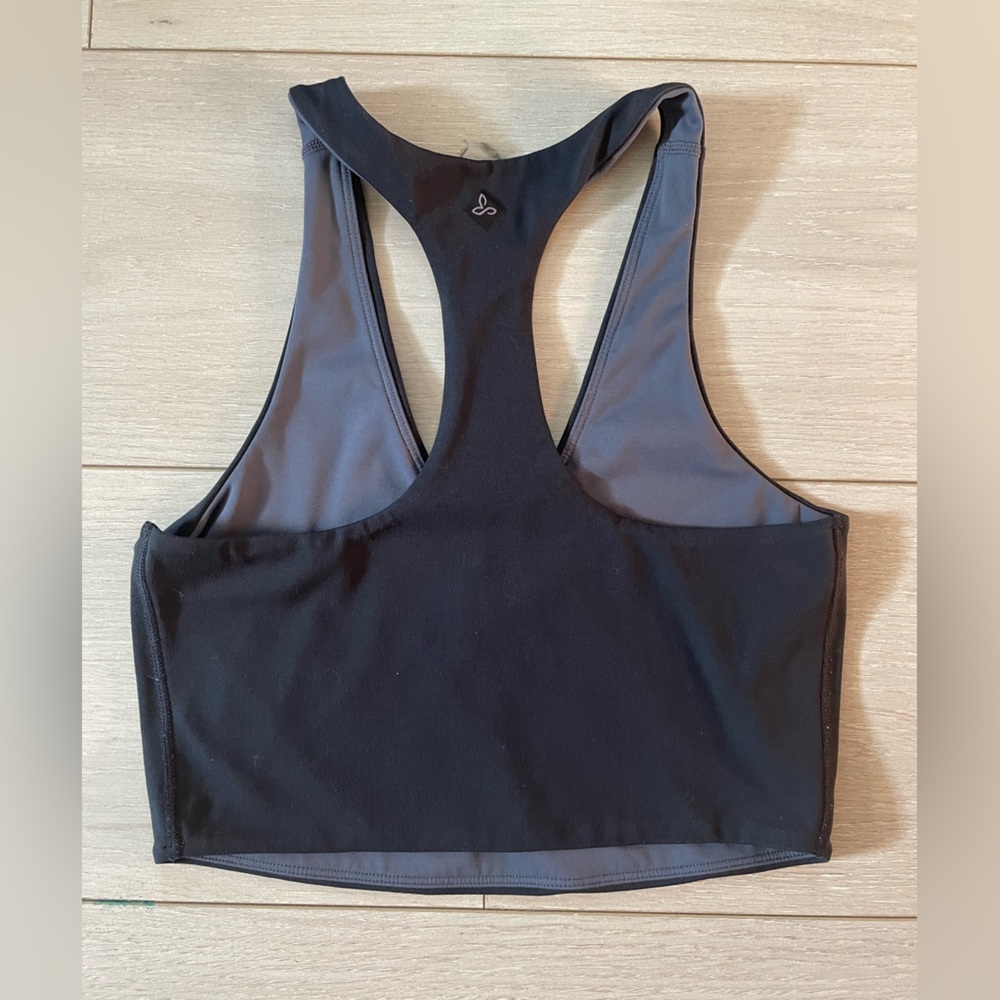 Prana Luxara Reversible Charcoal and Black Racerback Sports Bra - Picture 2 of 6